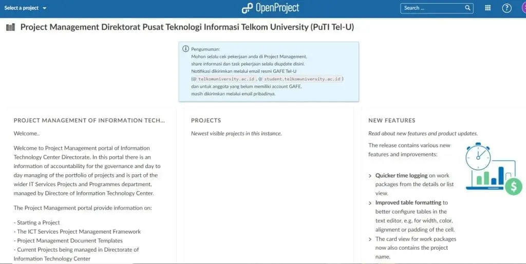 Web Project Management Direktorat Pusat Teknologi Informasi Telkom