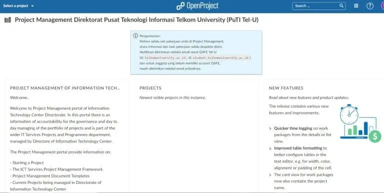Web Project Management Direktorat Pusat Teknologi Informasi Telkom