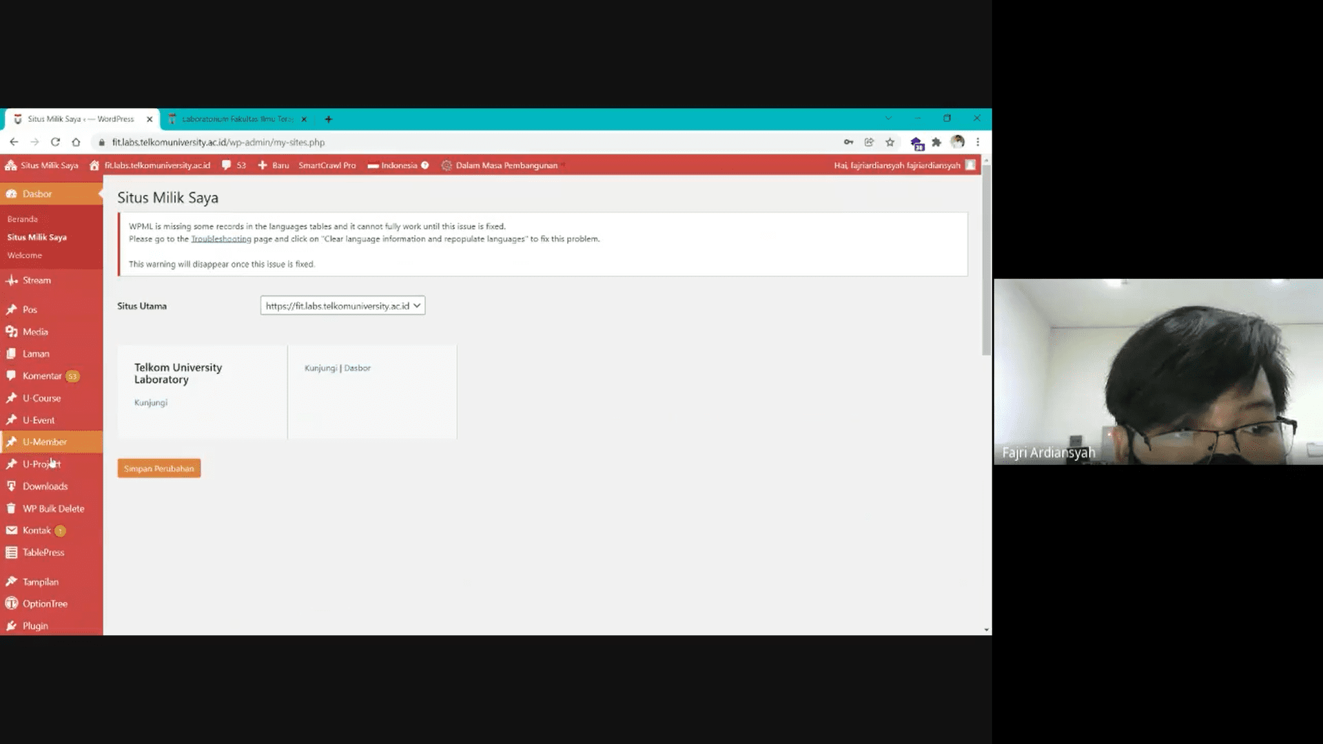 Video Penggunaan WordPress Website DIF Telkom University 1