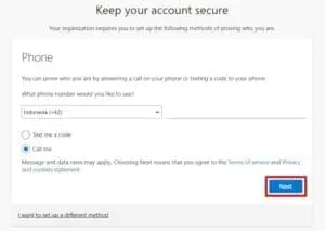 Aktivasi MFA pilih metode verifikasi