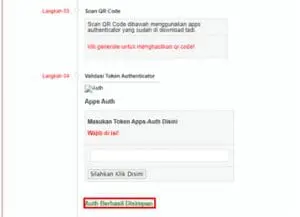 Berhasil Mengaktifkan Two Factor Authentication