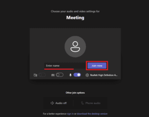 Enter Nama lalu Join Meeting