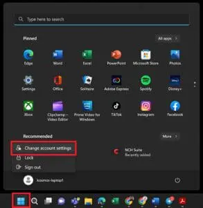 1 Menu Account 1