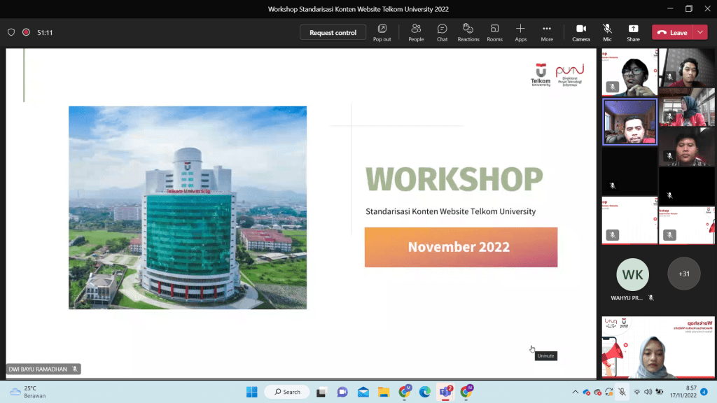 Workshop Standarisasi Konten website Telkom University november 2022