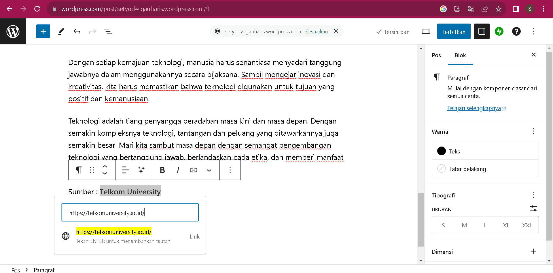 menyisipkan link
