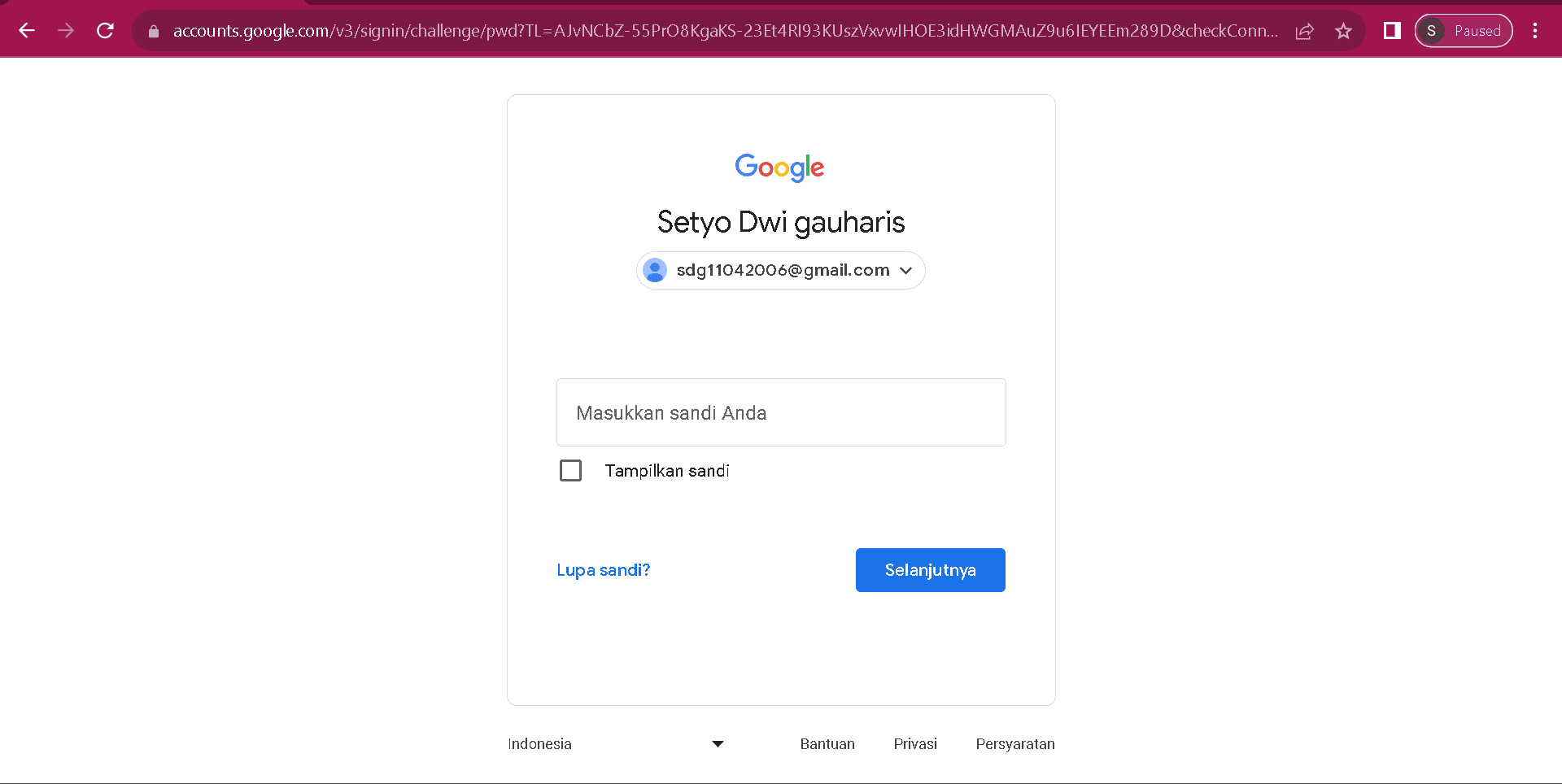 sandi akun gsites