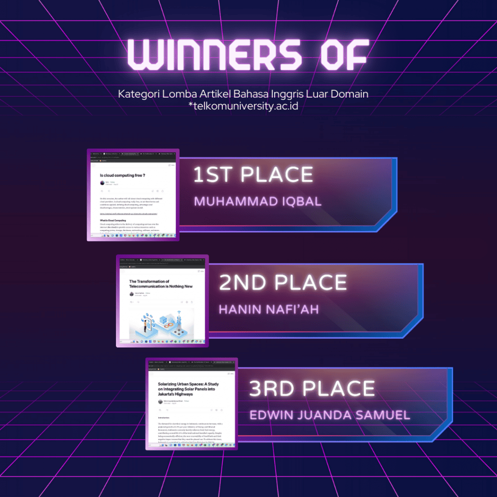 pemenang Kategori Lomba Artikel Bahasa Inggris Luar Domain telkomuniversity.ac.id
