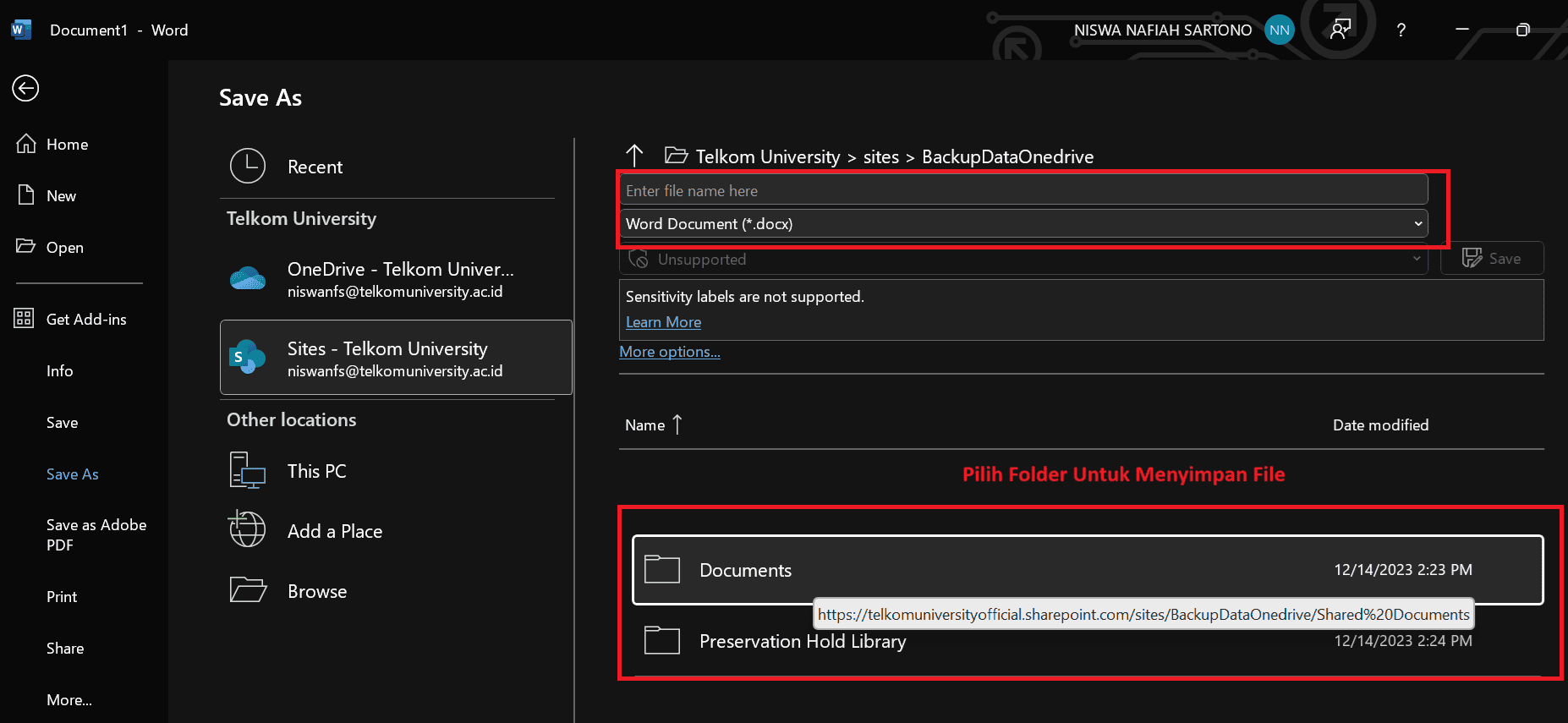 Cara Menyimpan File dari Aplikasi Office ke SharePoint