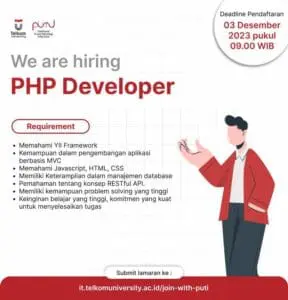 Lowongan Kerja PHP Developer Telkom University Janauari 2024