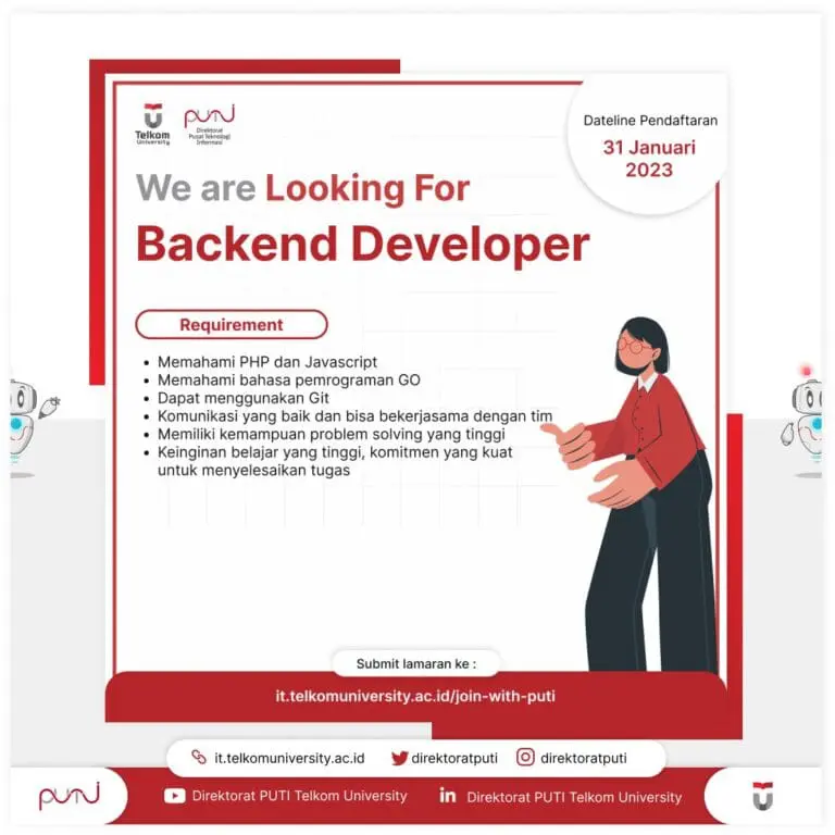 Lowongan Kerja Telkom University Posisi Backend Developer