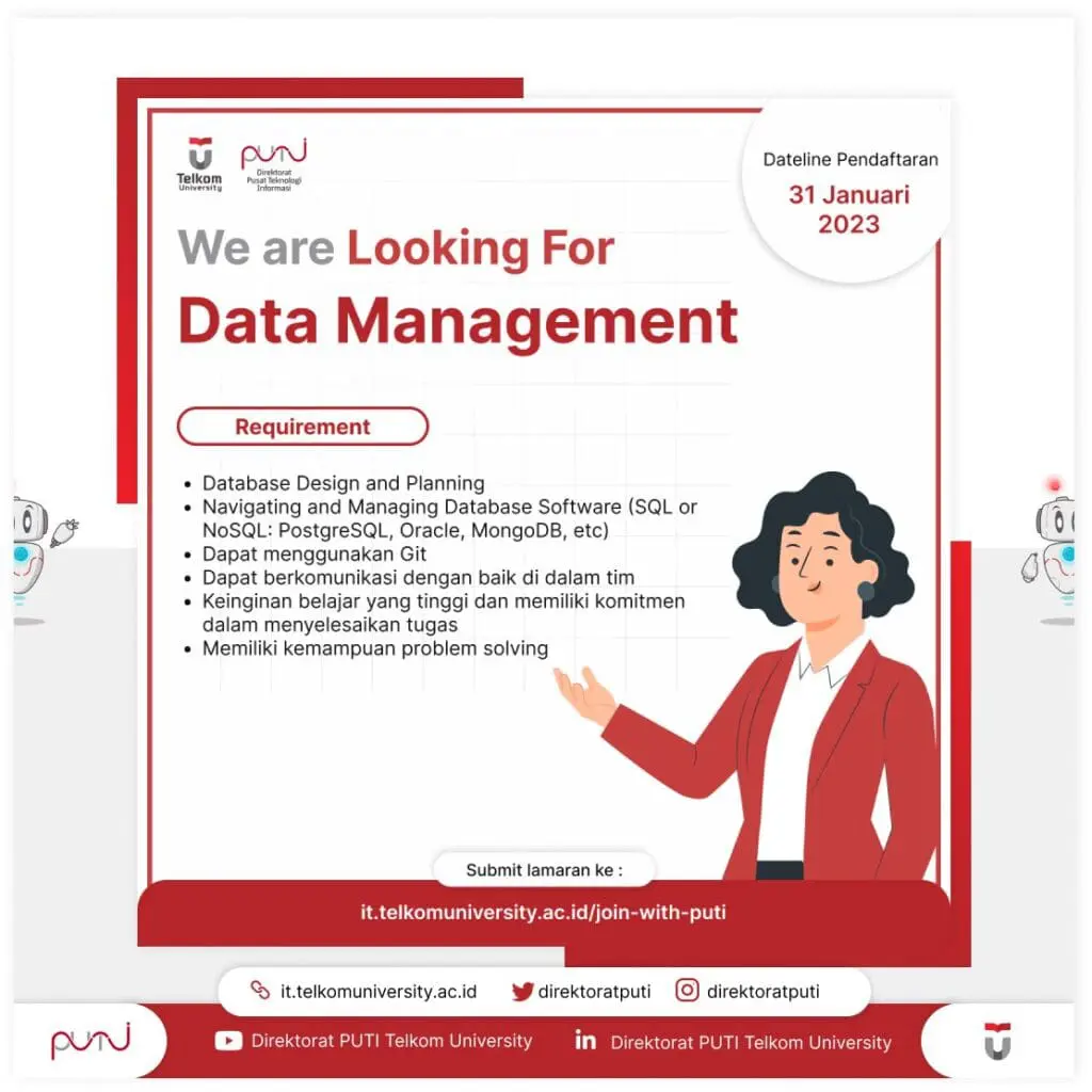 Lowongan Kerja Telkom University Posisi Data Management