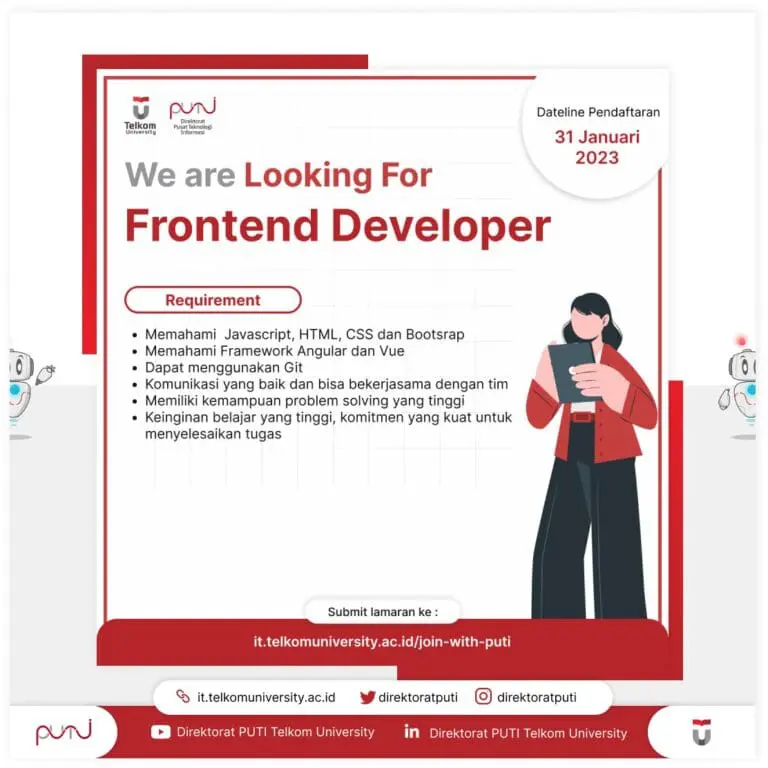 Lowongan Kerja Telkom University Posisi Frontend Developer