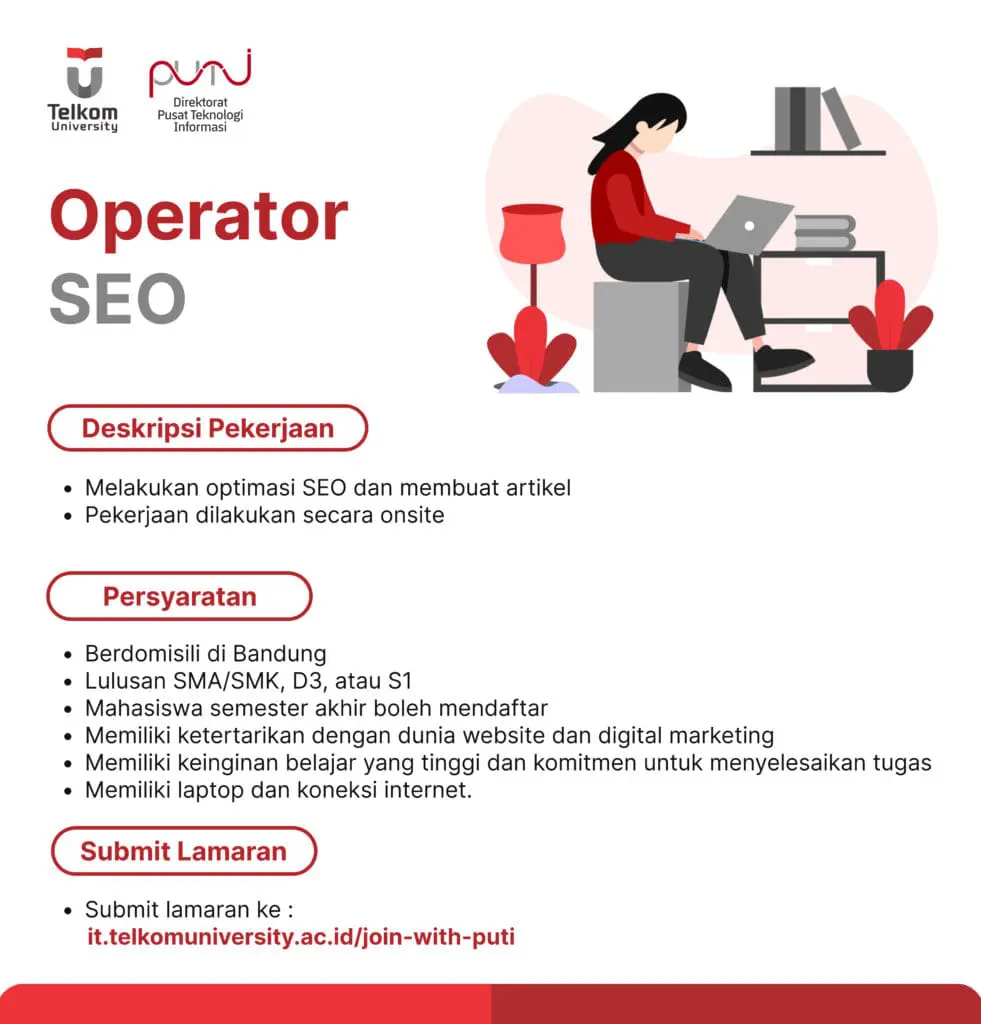 Lowongan Pekerjaan Telkom University Operator SEO