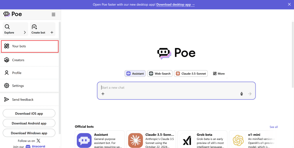 Dashboard Poe AI