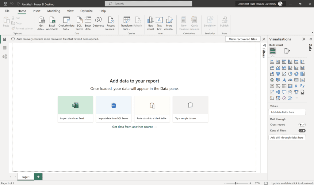 Microsoft Power BI yang Telah Login