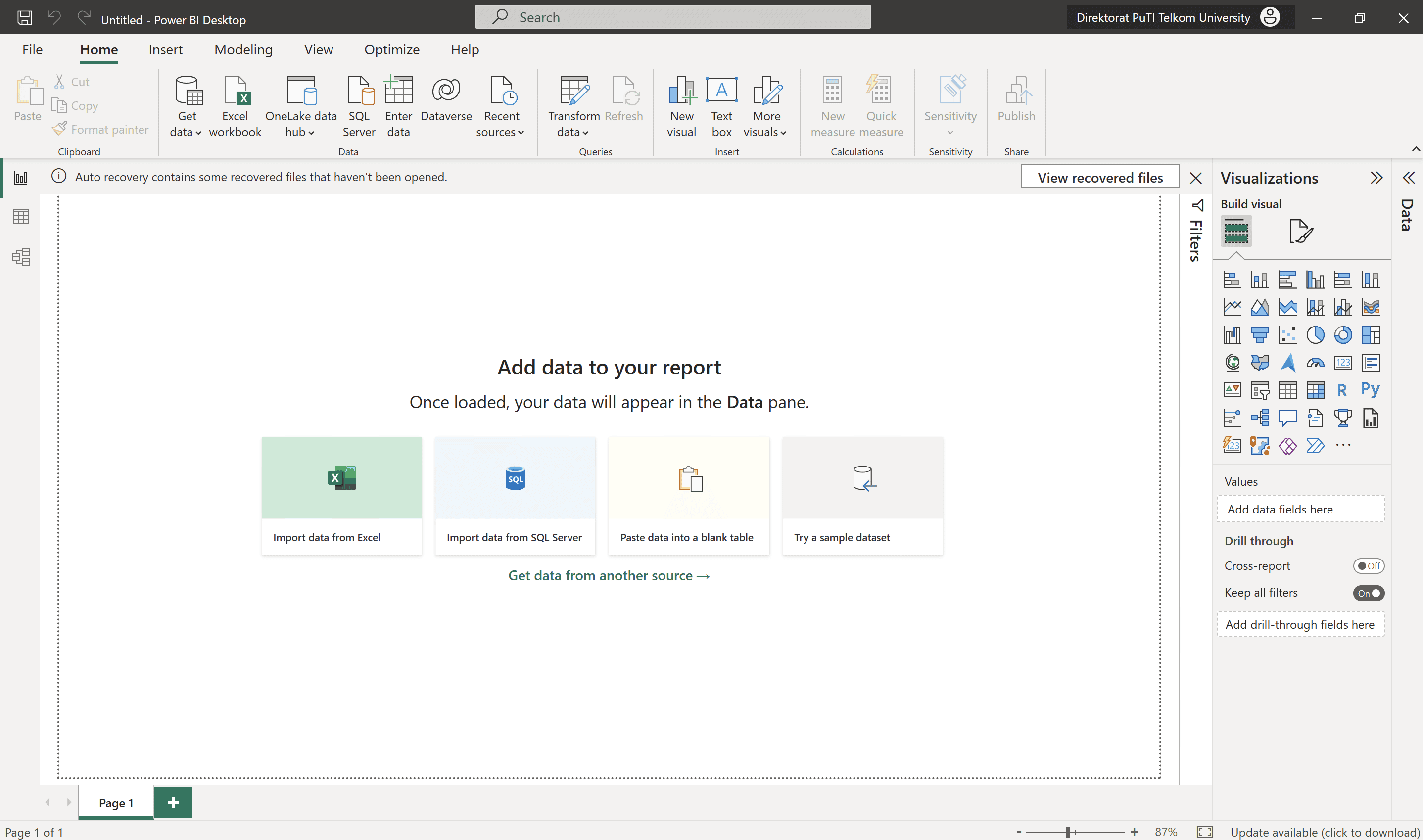 Microsoft Power BI yang Telah Login