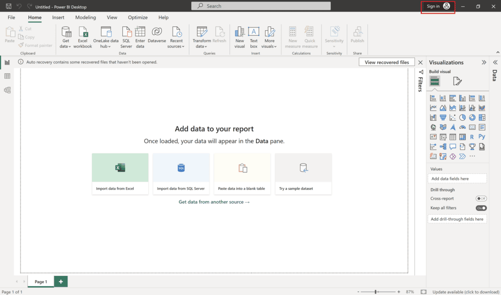 Sign in Akun Microsoft di Power BI