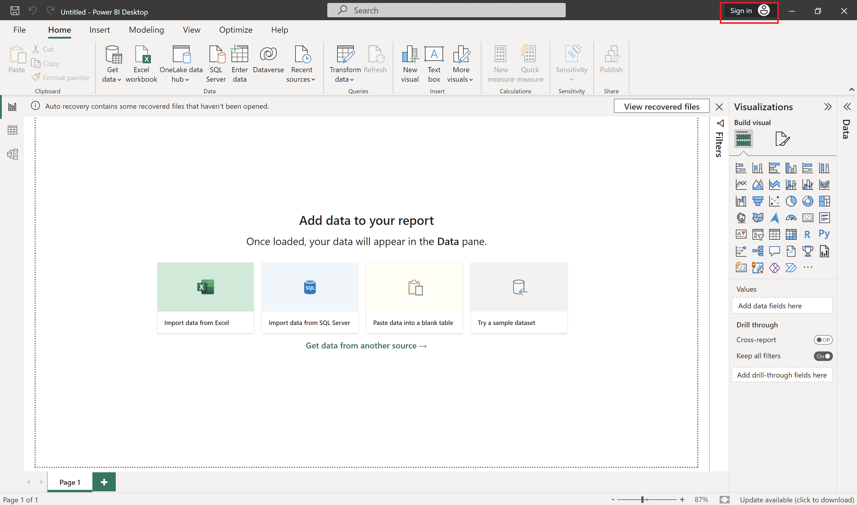Sign in Akun Microsoft di Power BI