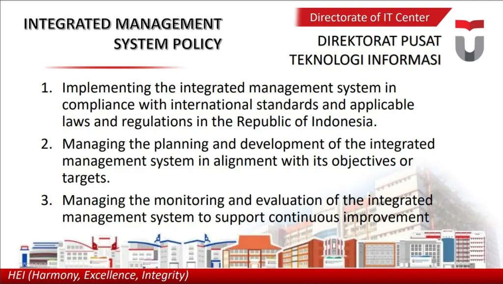 Integrated Management System Policy Directorate of IT Center