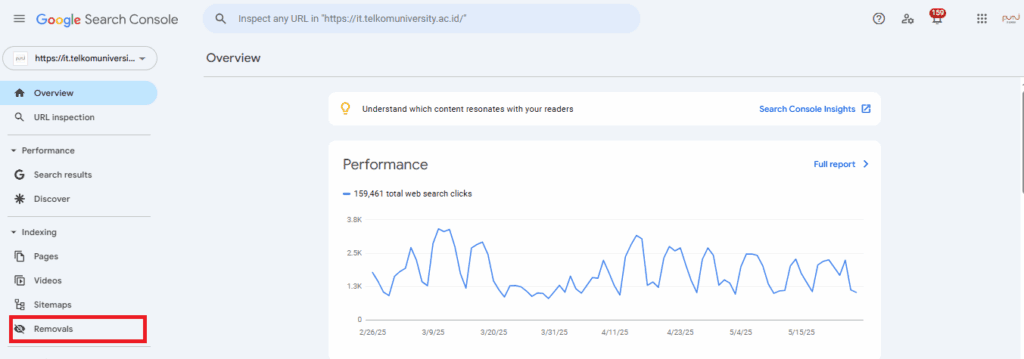 Pilih Menu Removal di Google Search Console