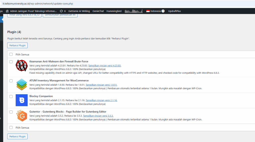 Cara Update Plugin, Theme dan Versi WordPress