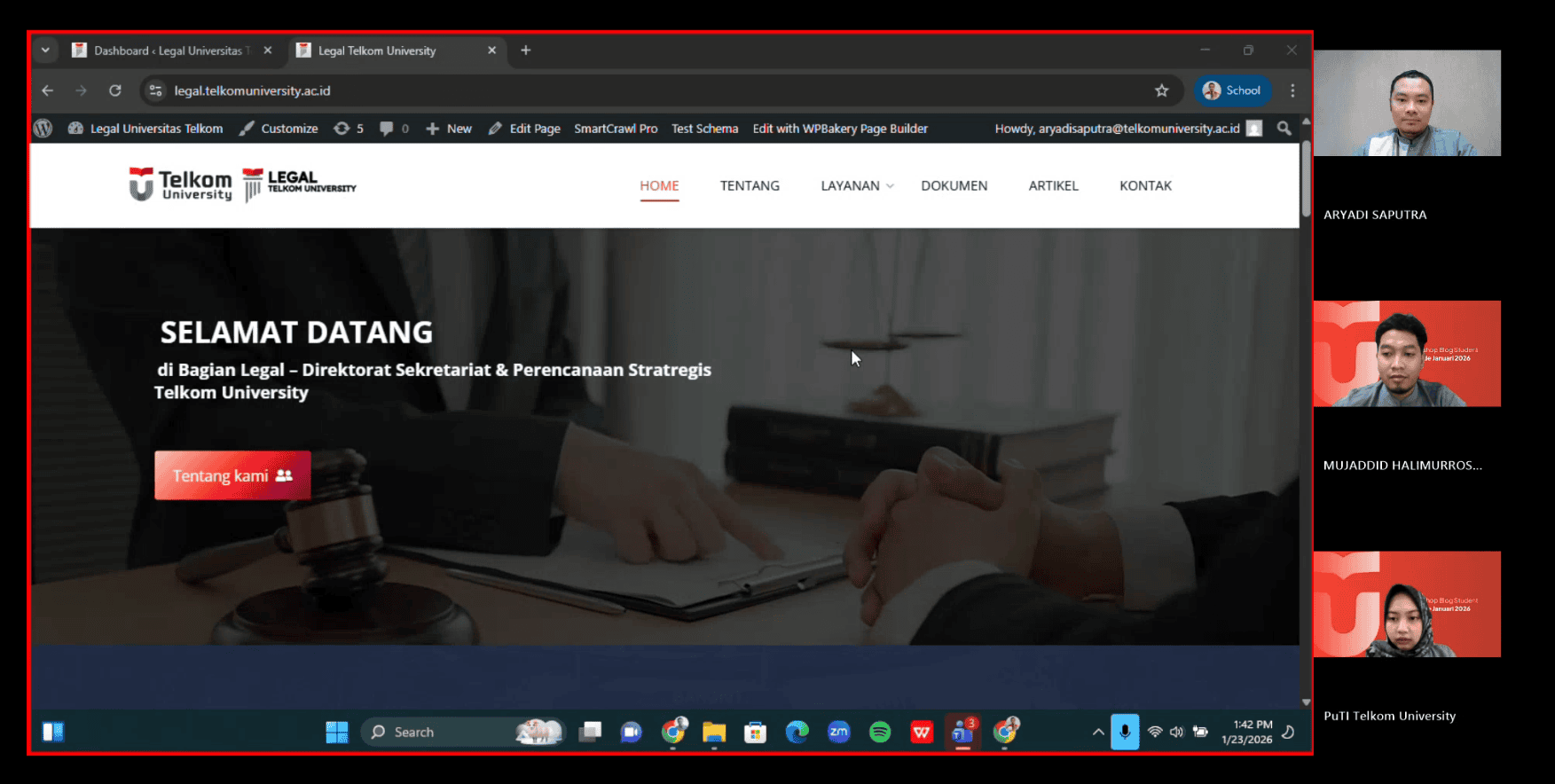 One On One dengan legal.telkomuniversity.ac.id - Tampilan Responsive Gutenberg