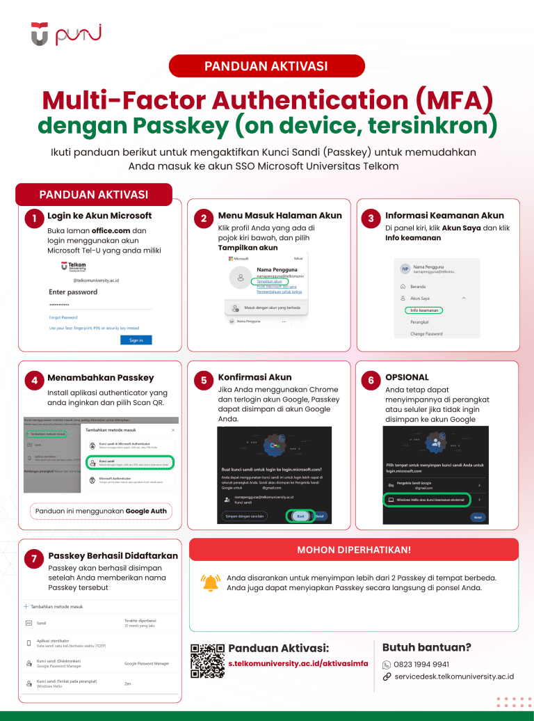INFOGRAFIS PANDUAN AKTIVASI MFA VIA PASSKEY SINKRON