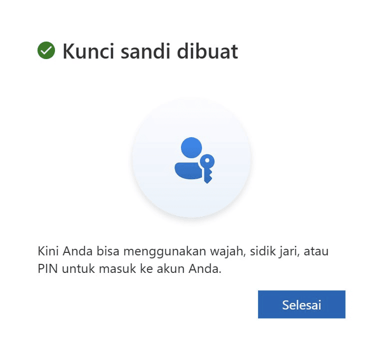 Aktivasi MFA dengan Passkey berhasil