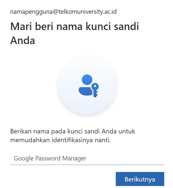 Identitas Passkey yang sudah terdaftar