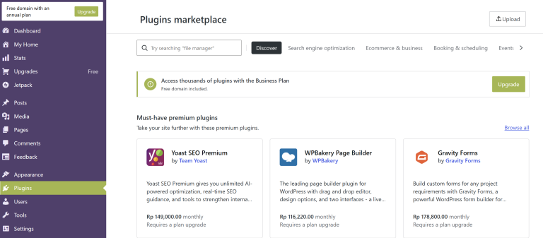 Halaman plugin Wordpress