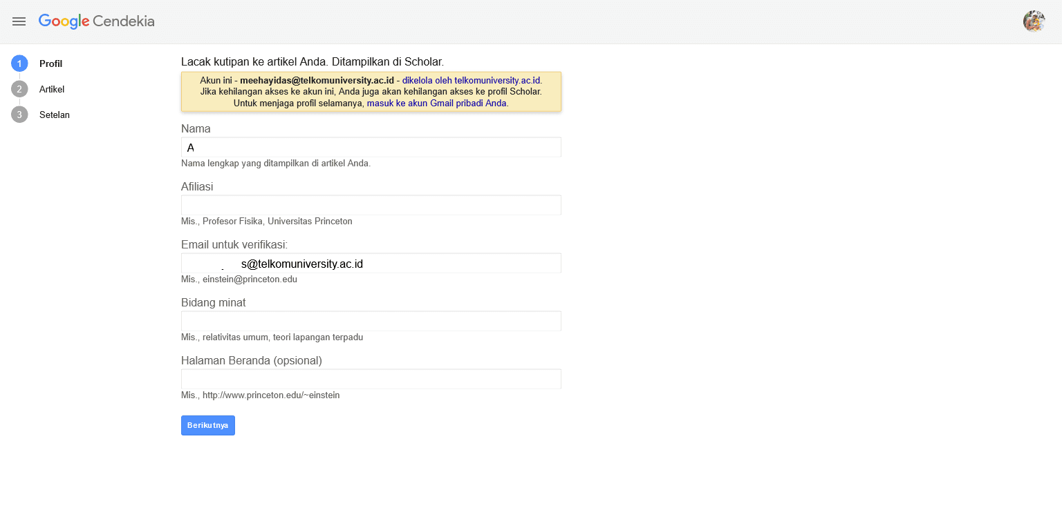 my profile Google Scholar