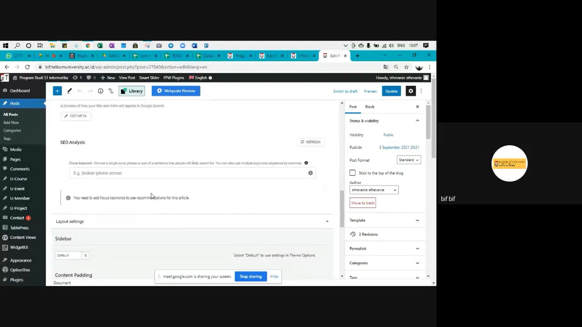 Video Penggunaan WordPress Website BIF