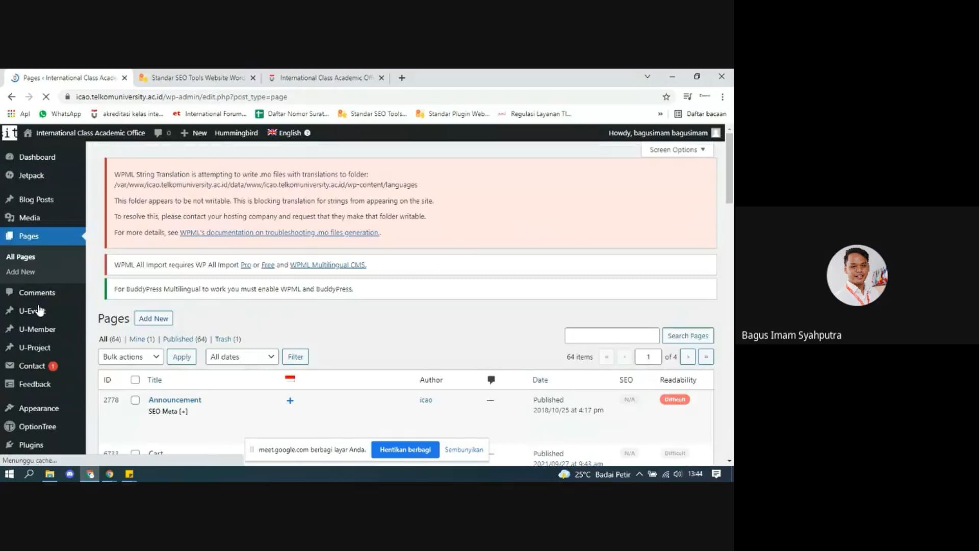 Video Penggunaan WordPress Website ICAO