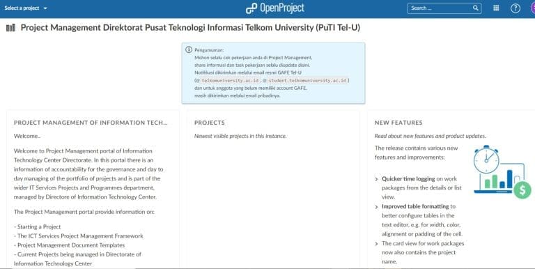 Web Project Management Direktorat Pusat Teknologi Informasi Telkom
