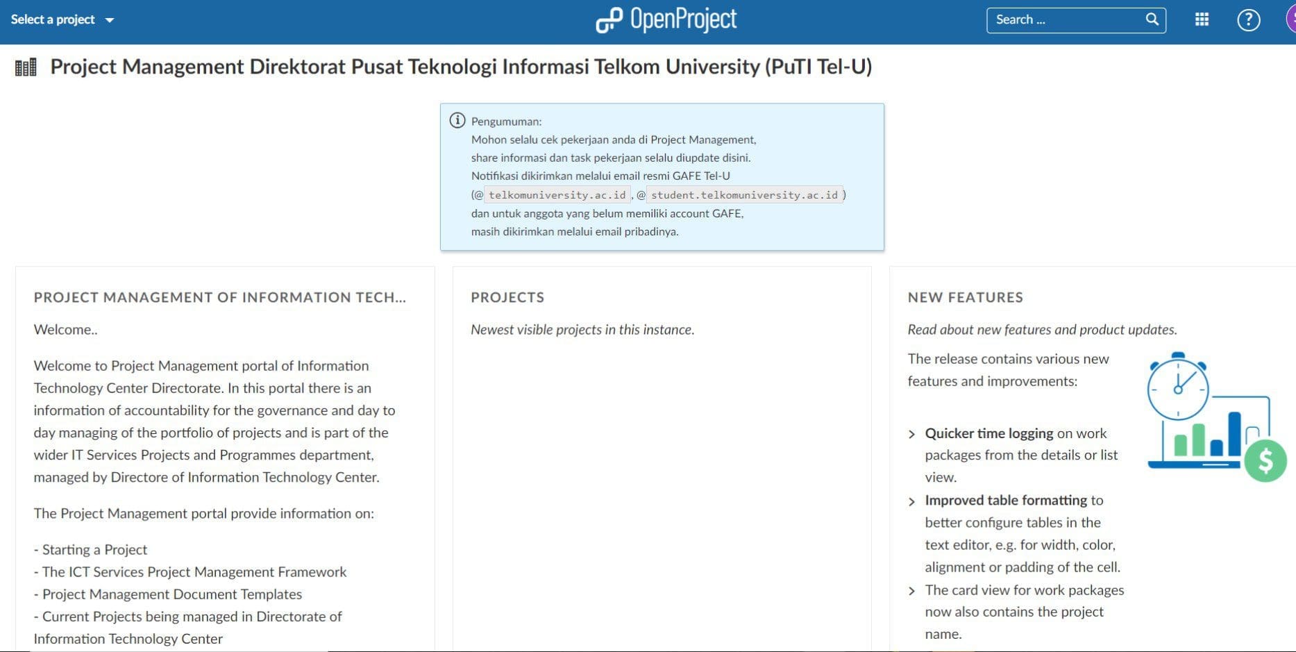 Web Project Management Direktorat Pusat Teknologi Informasi Telkom