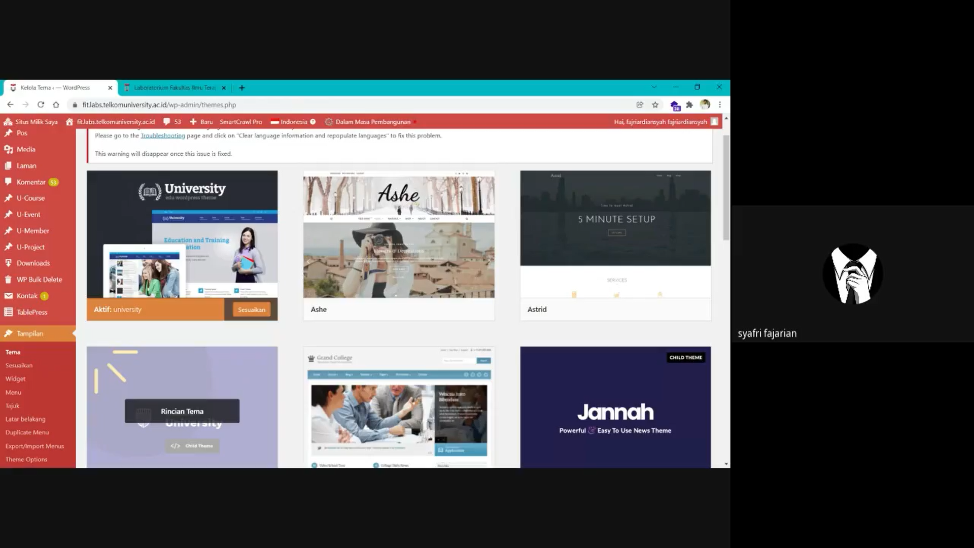 Video Penggunaan WordPress Website Labs FIT Telkom University Video Penggunaan WordPress Website Labs FIT Telkom University