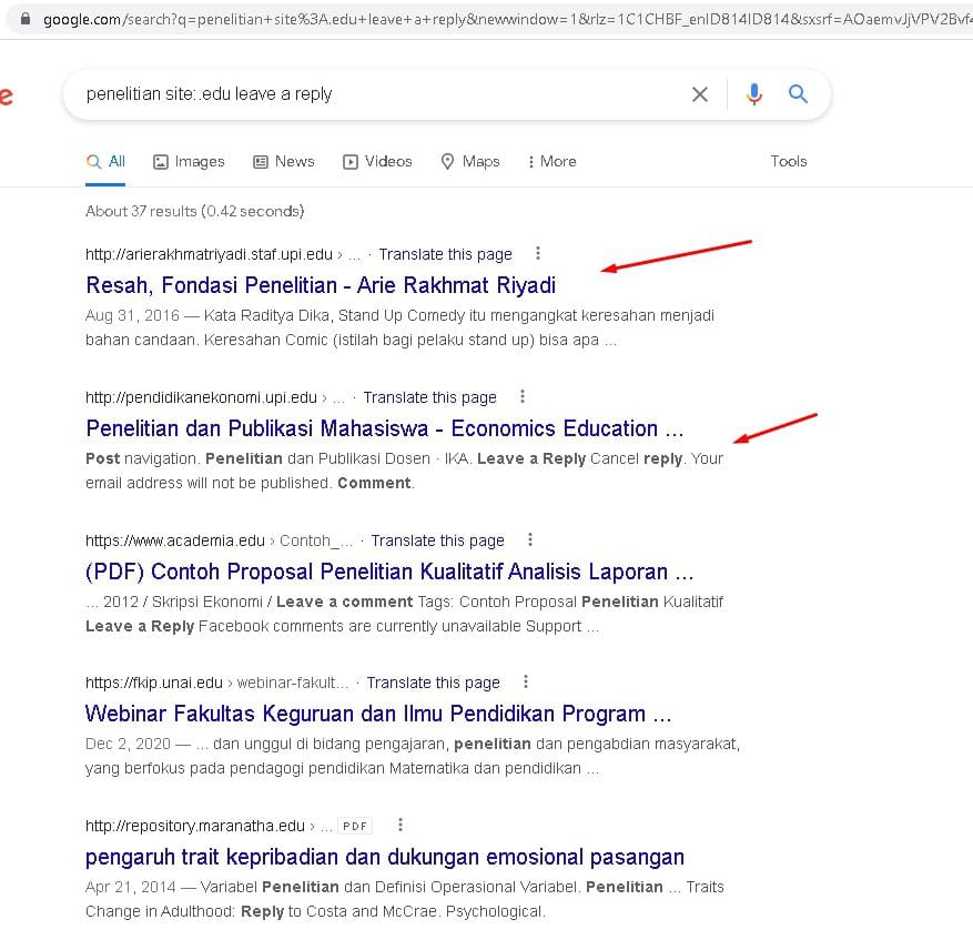 Contoh domain dengan kata kunci penelitian