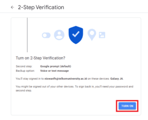 Mengaktifkan Two factor authentication (2FA) merupakan metode otentikasi untuk mengkonfirmasi identitas yang diklaim pengguna dengan menggunakan kombinasi dari dua faktor yang berbeda