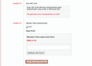 Berhasil Mengaktifkan Two Factor Authentication