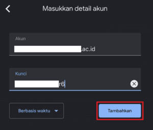 input secret key ke google auth