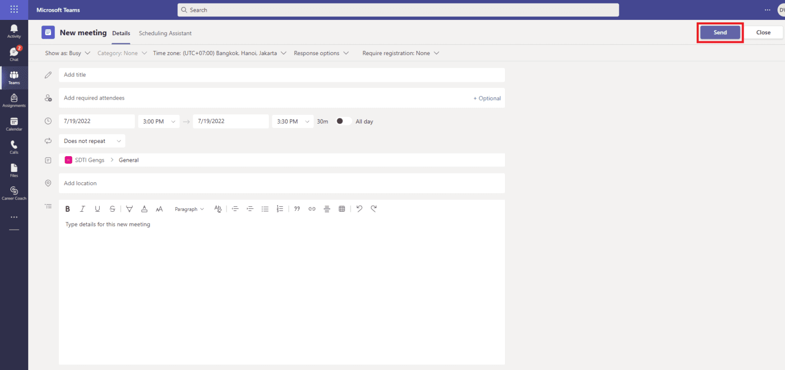 Panduan membuat meeting via microsoft teams web browser direktorat