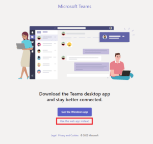 Pilih web microsoft teams