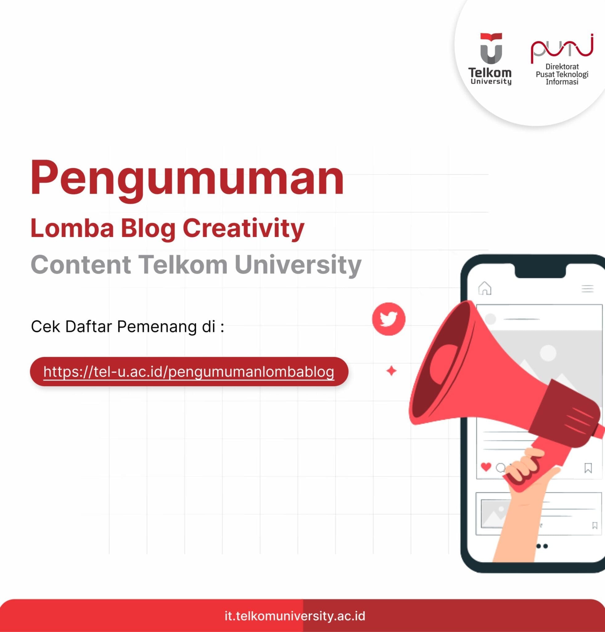 Pengumuman Lomba Blog Creativity Content Telkom University 2022