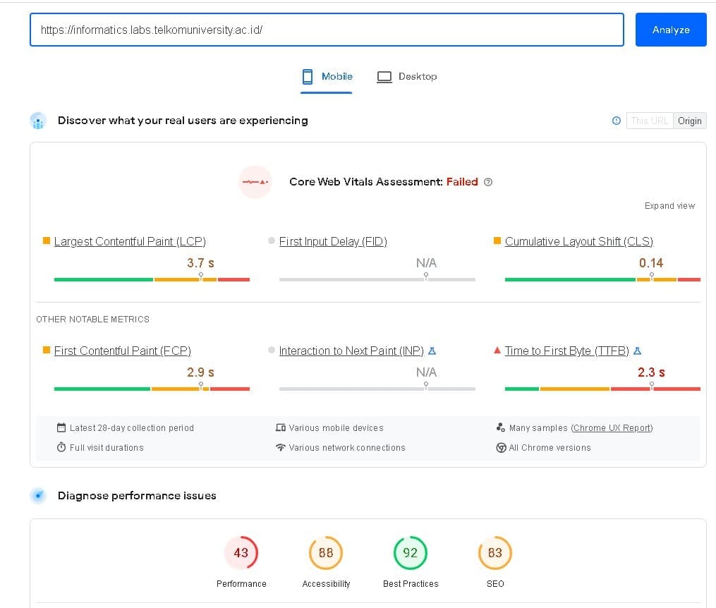 informatics.labs pagespeed