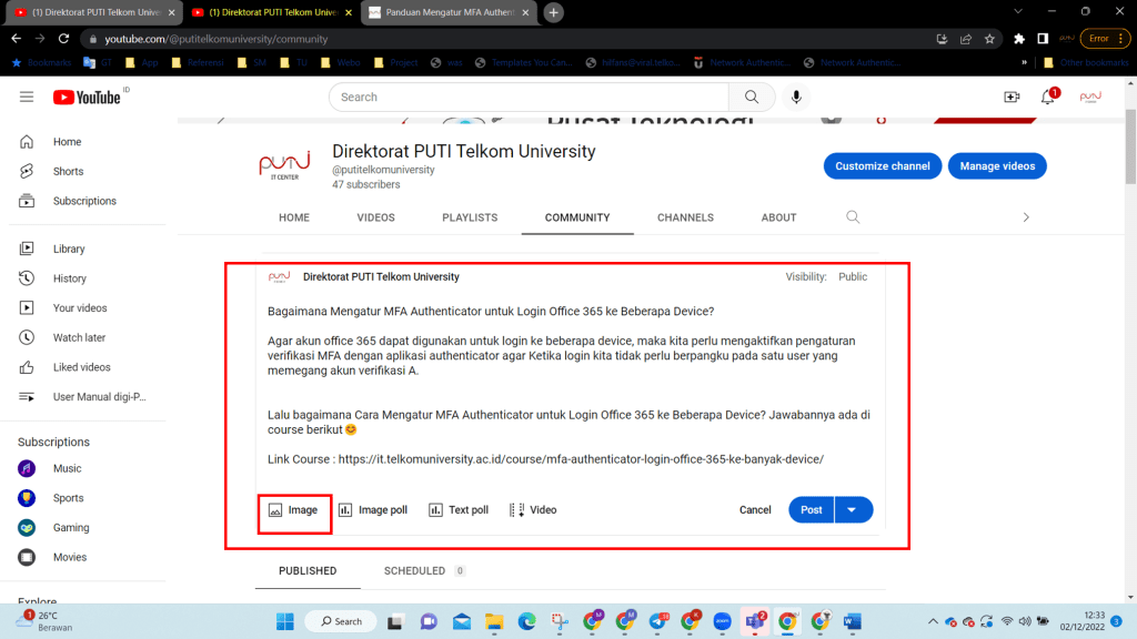 Upload Konten pada Youtube Community Services Upload Konten pada Youtube Community Services