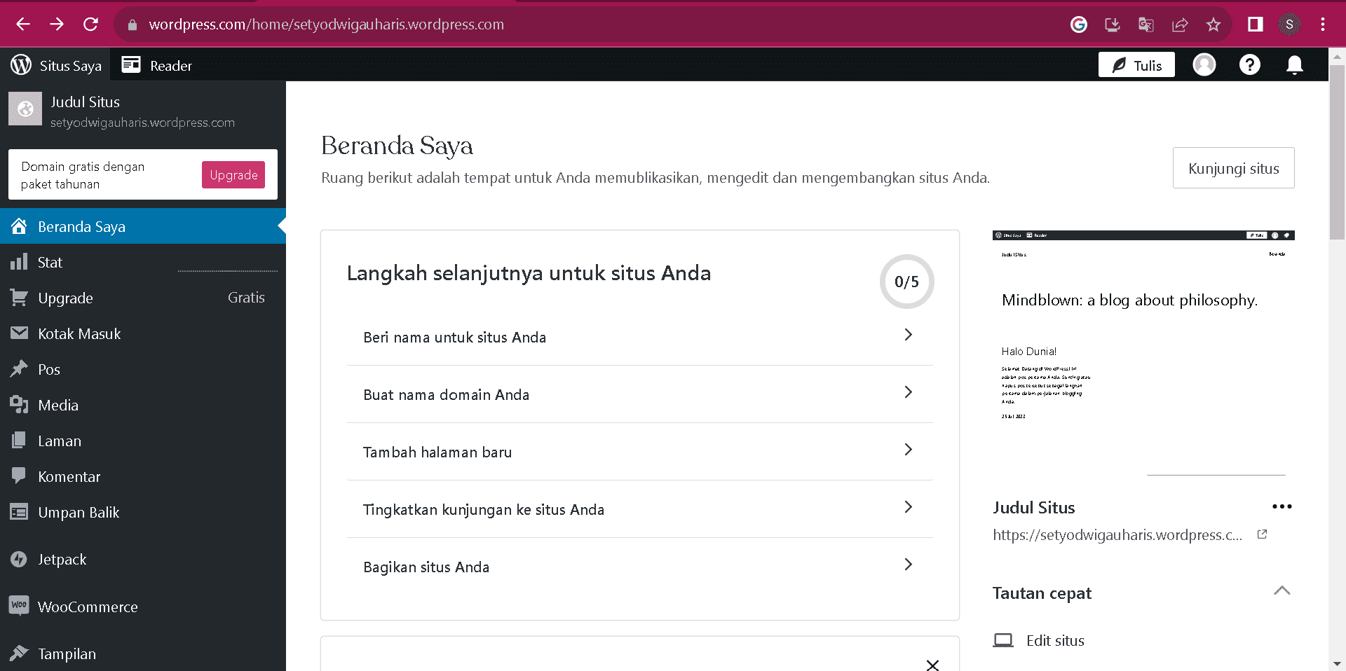 tampilan ui wordpress