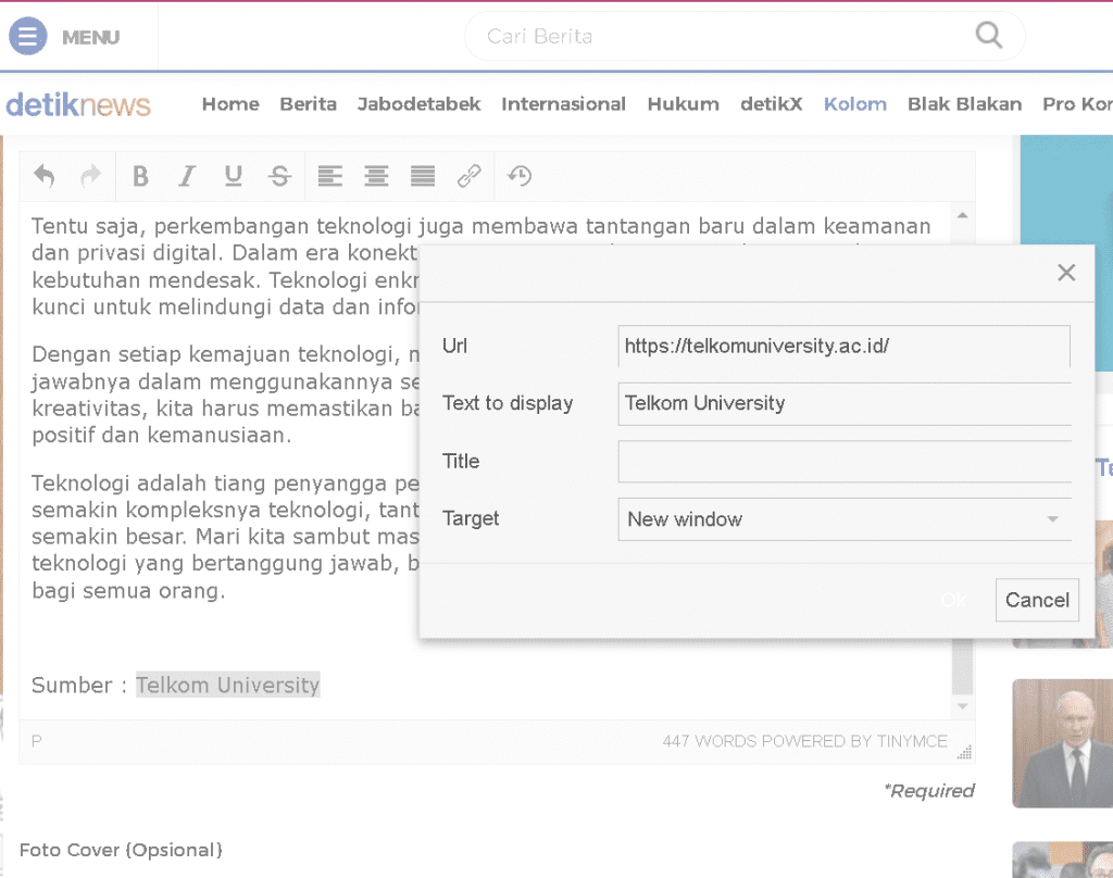 Panduan cara membuat akun dan upload artikel di Detik