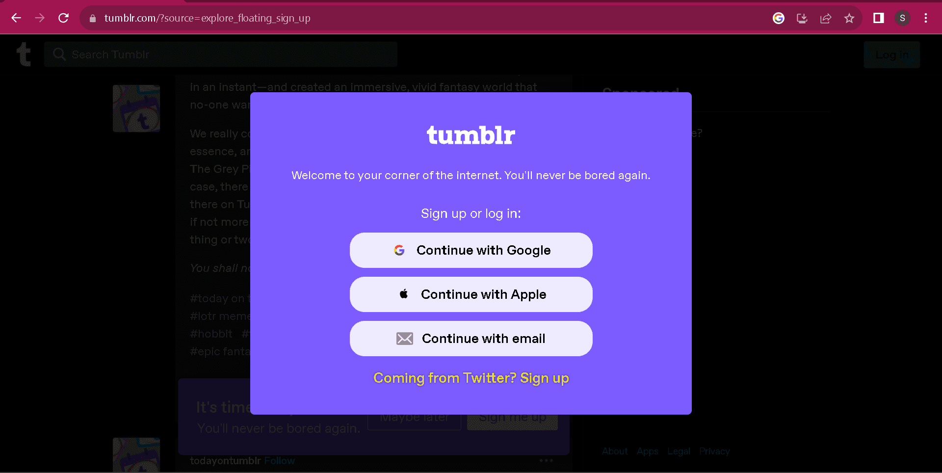 register tumblr