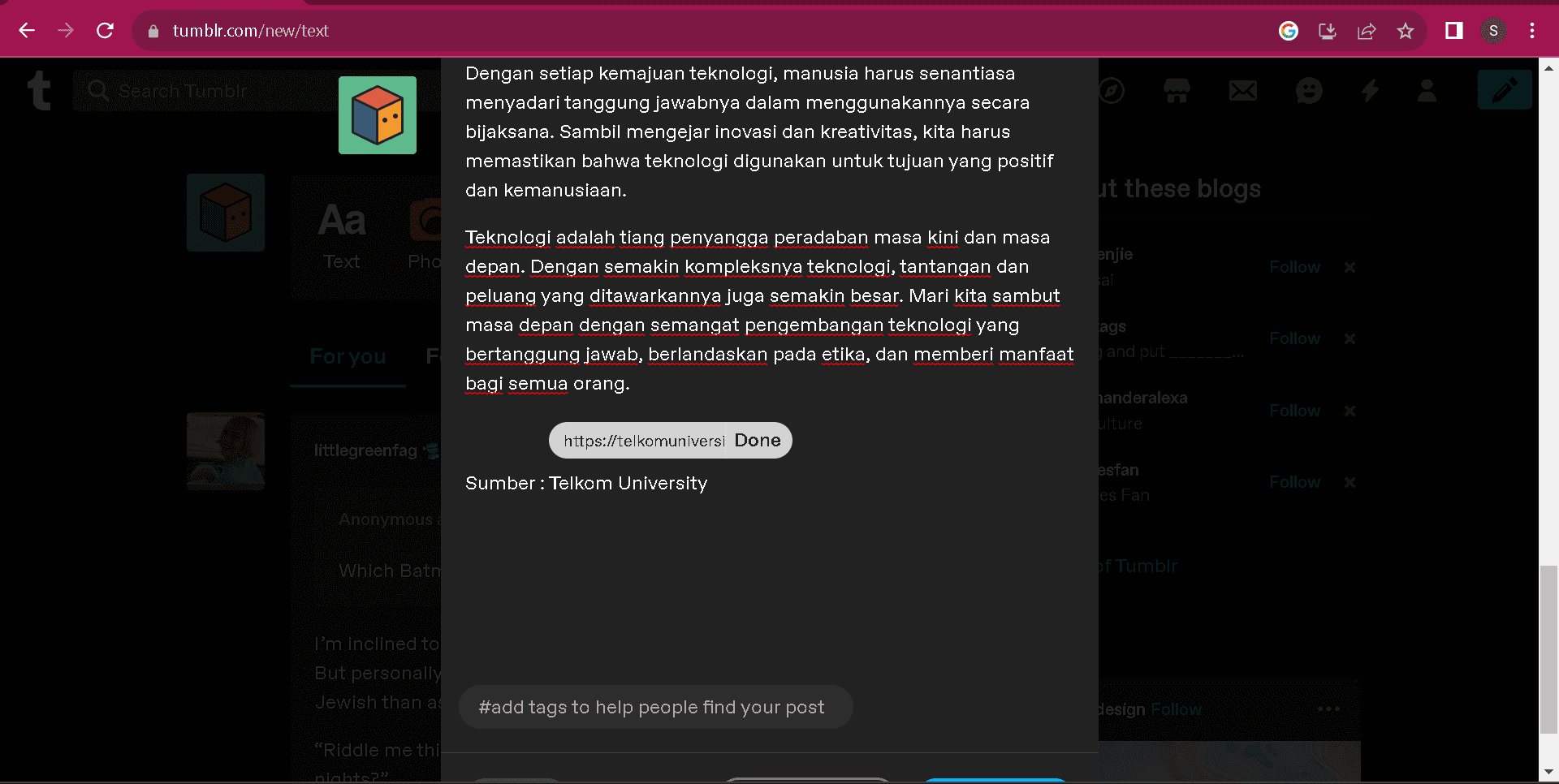 menyisipkan link