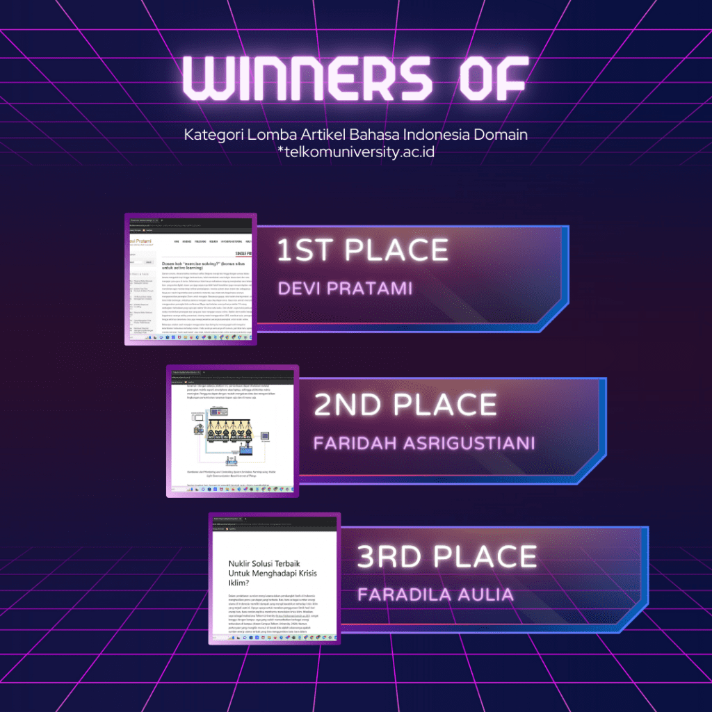 pemenang Kategori Lomba Artikel Bahasa Indonesia Luar Domain telkomuniversity.ac.id